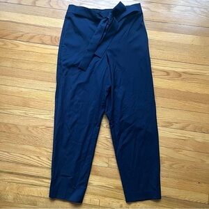 J. CREW Navy Wool Blend Tie Front Straight Leg Pants Size 4